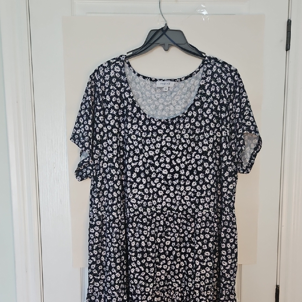 My Style 2for5Navyand White Short Sleeve Dress Size 2x